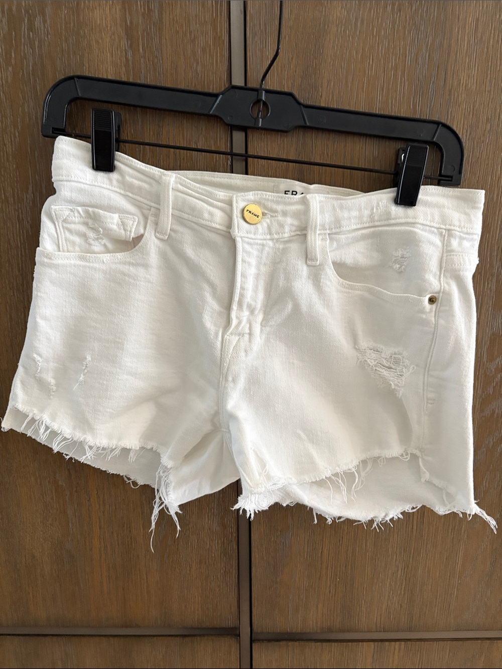 Frame Denim White Distressed Cutoff Jean Shorts